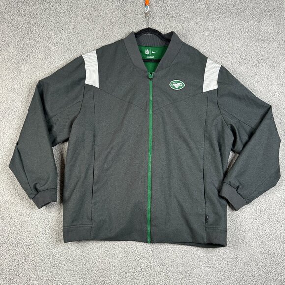 Nike Jacket Mens Size 3XL Gray New York Jets Twill Bomber Mesh Interior On Field - Picture 1 of 16